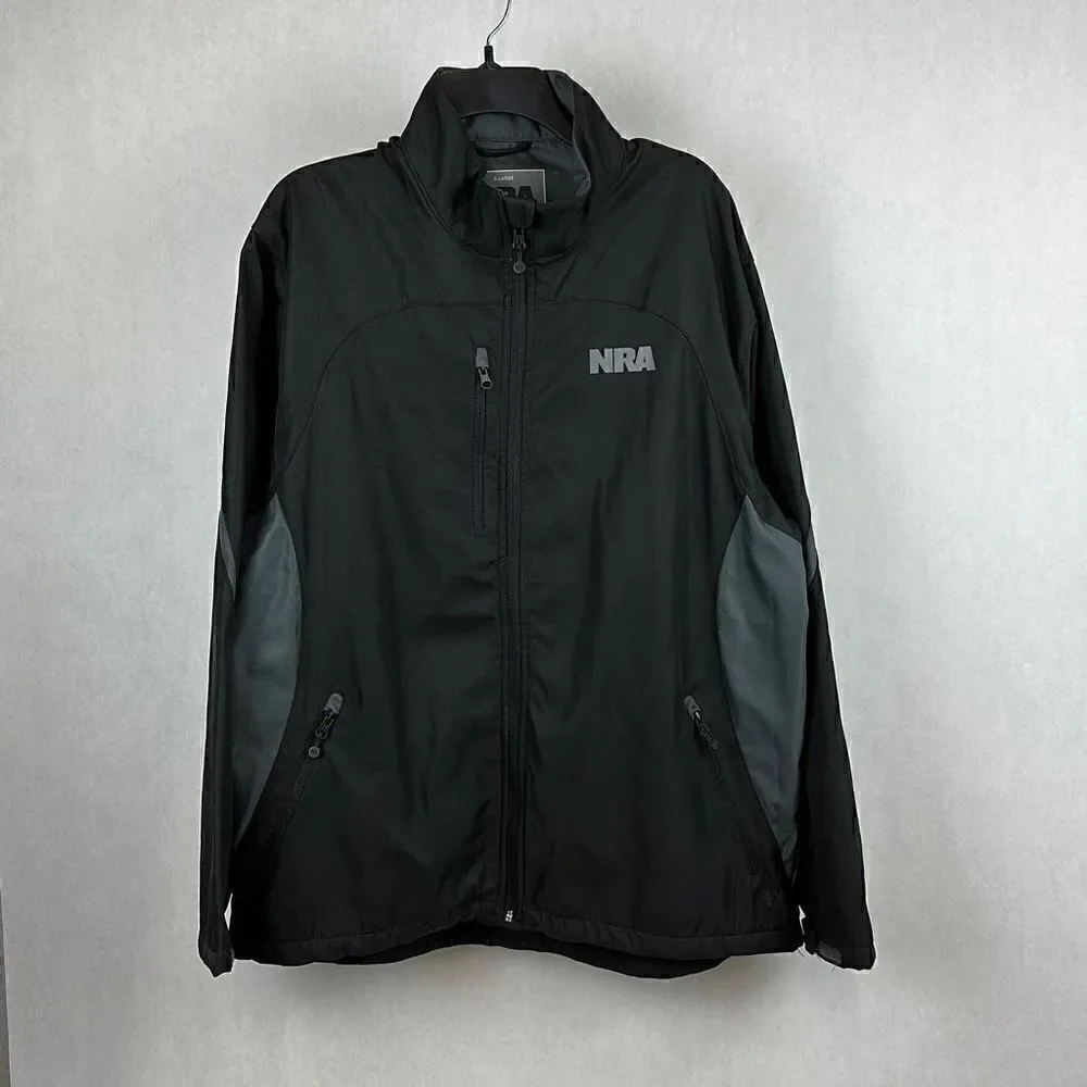 NRA Lightweight Jacket Size XL Black Gray Windbreaker